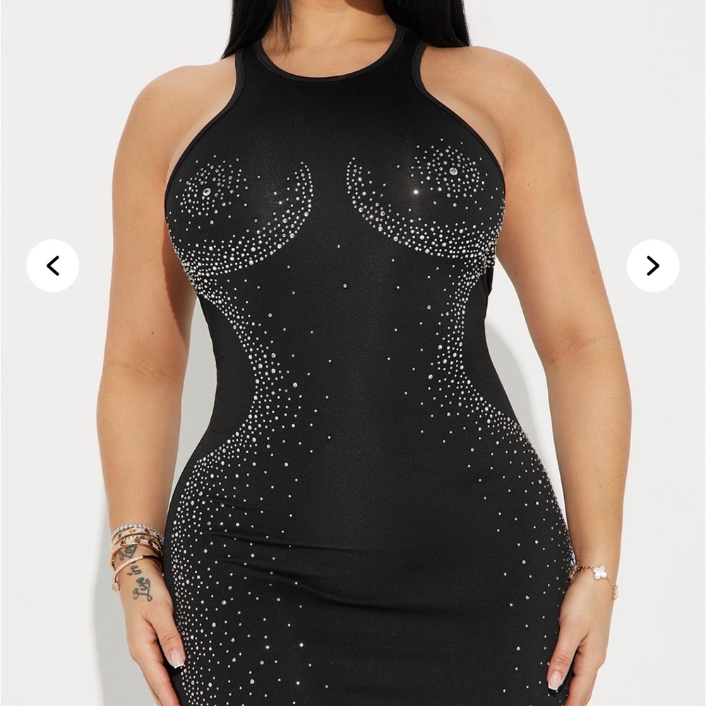 Black Rhinestone Maxi Dress - Picture 3 of 7
